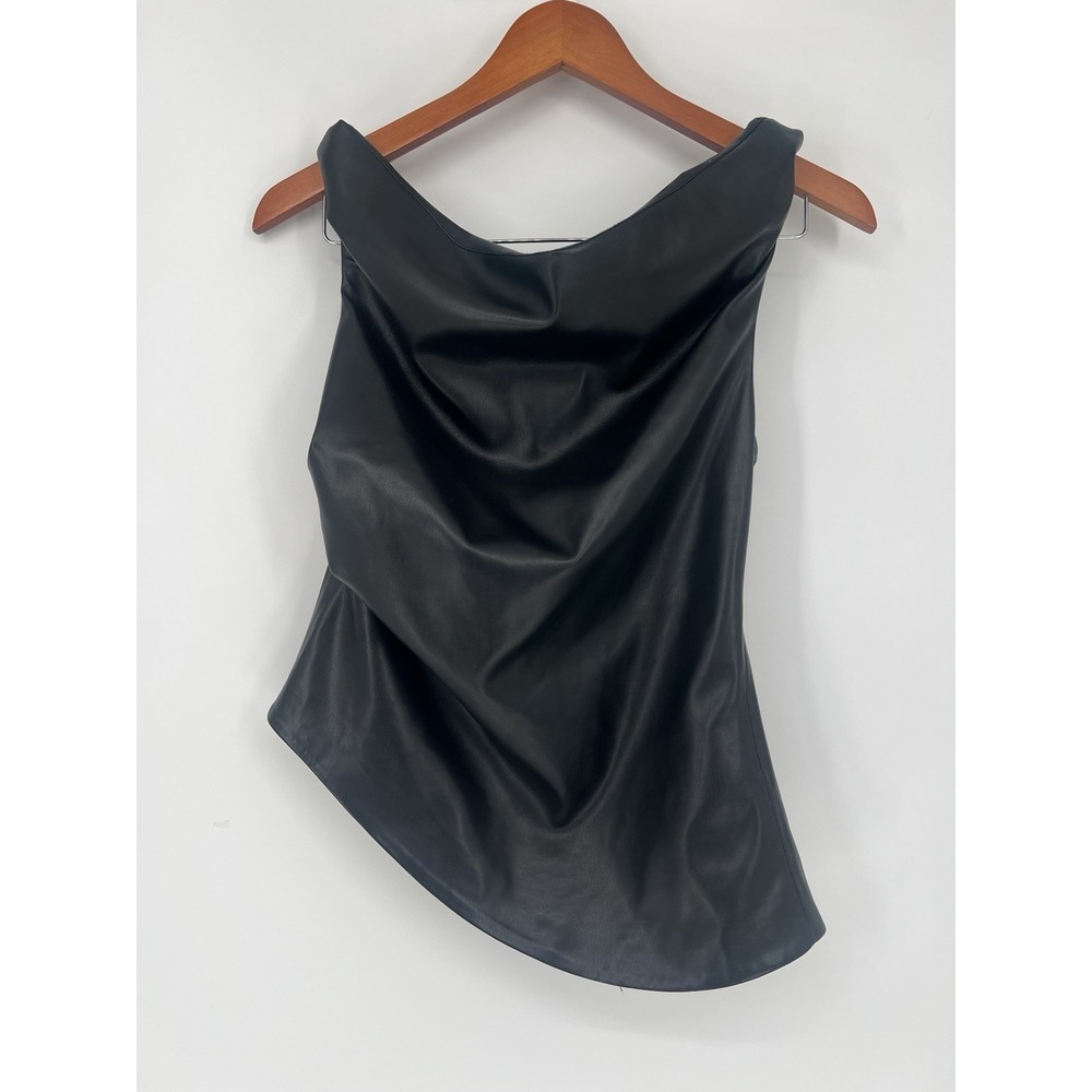 MANGO FAUX-LEATHER TOP Size M - Picture 3 of 10